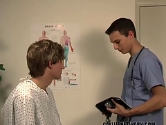 Cute doctor sucks a thick young cock proficiently